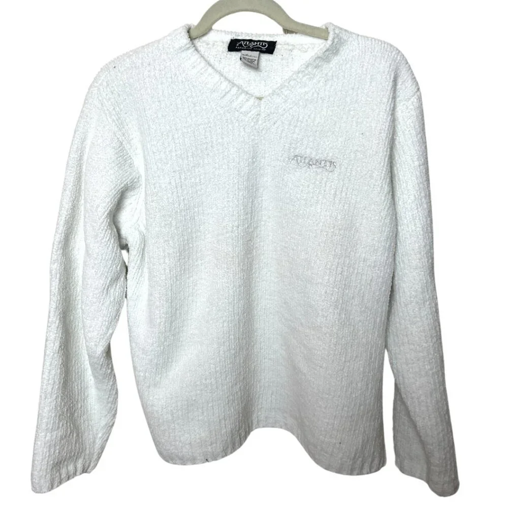 Atlantis Fleece White Long-Sleeve Pullover, S - Picture 1 of 8